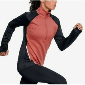 Under Armour Coldgear Pink Black Color Block Half Zip Pullover
